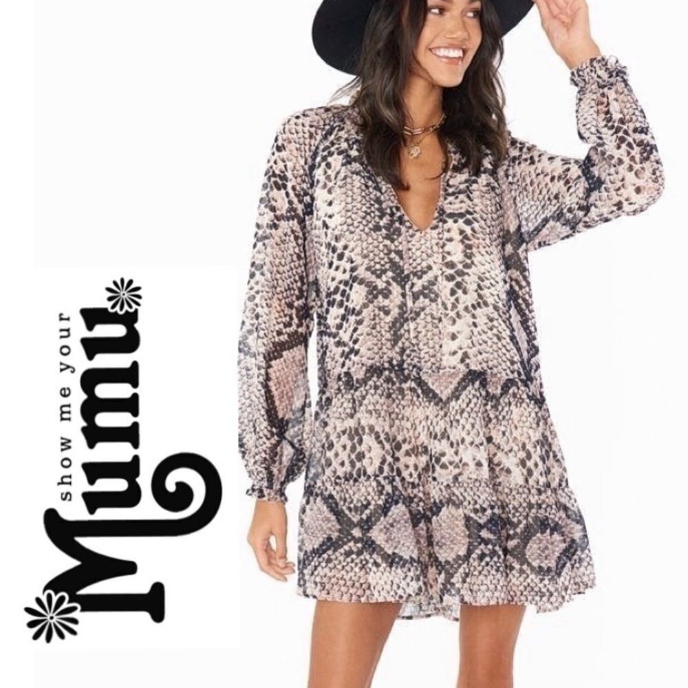 EUC Show Me Your Mumu Birdie Snake Print Mini Dress